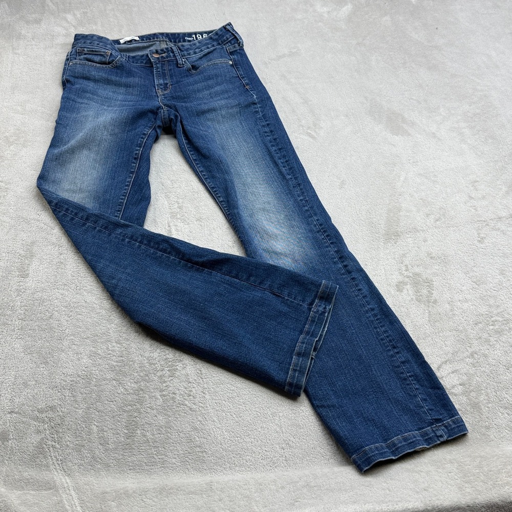 Gap Long & Lean Jeans Women 27 Long Blue Denim Mid Rise Bootcut 1969 Trouser Hem